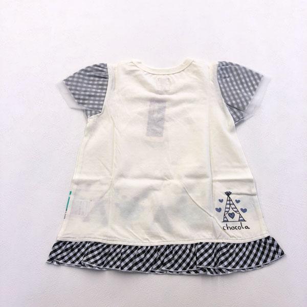 ●均一セール●ショコラ（chocola）　デザインプリント　切替　袖チュール重　チュニック　半袖Tシャツ（80cm-140cm） |  | 03