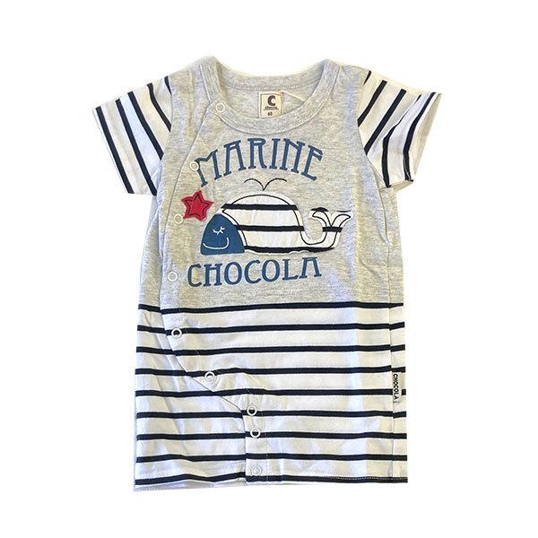 ●均一セール●ショコラ（chocola）クジラ　ボーダー　前開き　半袖ツーウェイオール(60cm） |  | 03