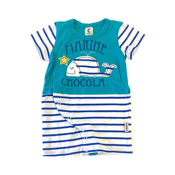 ●均一セール●ショコラ（chocola）クジラ　ボーダー　前開き　半袖ツーウェイオール(60cm） |  | 05