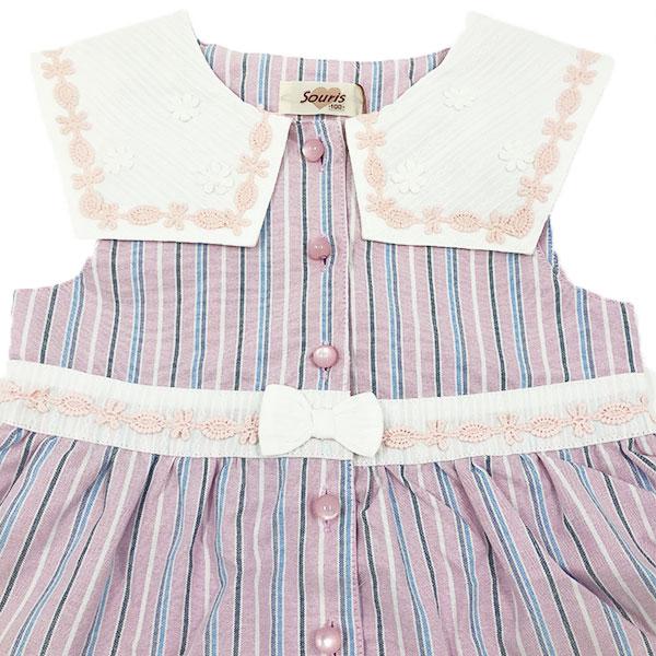 ●50％OFFセール●スーリー Souris ストライプ柄 さくらんぼ 刺しゅう ワンピース（100cm・110cm・120cm）　アウトレット | Souris | 06