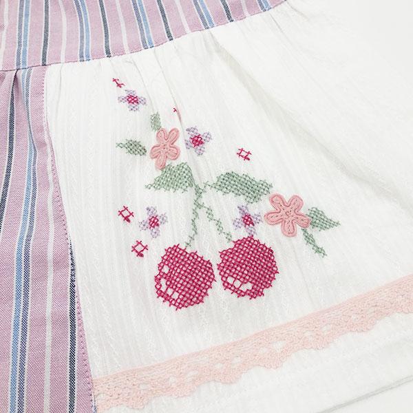 ●50％OFFセール●スーリー Souris ストライプ柄 さくらんぼ 刺しゅう ワンピース（100cm・110cm・120cm）　アウトレット | Souris | 07