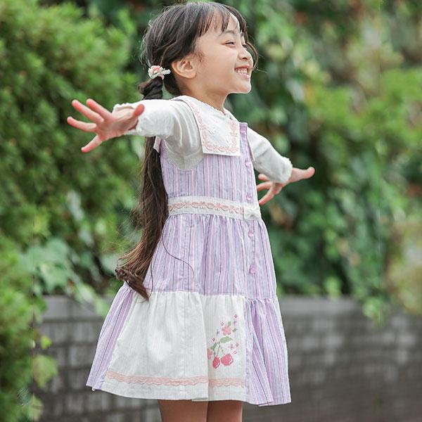 ●50％OFFセール●スーリー Souris ストライプ柄 さくらんぼ 刺しゅう ワンピース（100cm・110cm・120cm）　アウトレット | Souris | 09