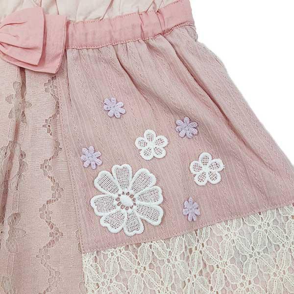 ●50％OFFセール●スーリー Souris ワンピース レース柄 パッチワーク 刺しゅう お出かけ かわいい（100cm・110cm・120cm）　アウトレット | Souris | 04