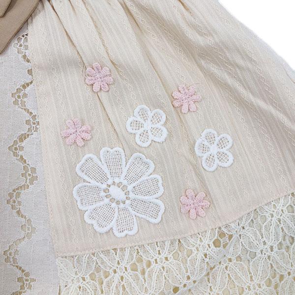 ●50％OFFセール●スーリー Souris ワンピース レース柄 パッチワーク 刺しゅう お出かけ かわいい（100cm・110cm・120cm）　アウトレット | Souris | 09