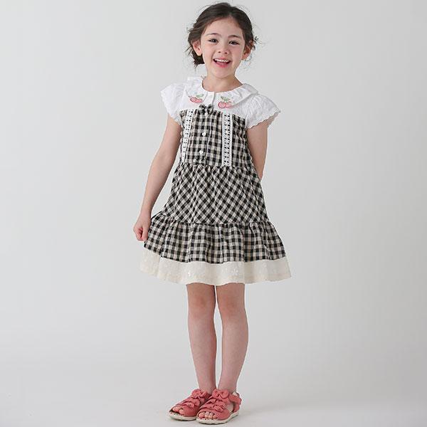 ●50％OFFセール●スーリー Souris ワンピース 刺繍 チェック柄 リボン レース ドレス（100cm・110cm・120cm）　アウトレット | Souris | 12
