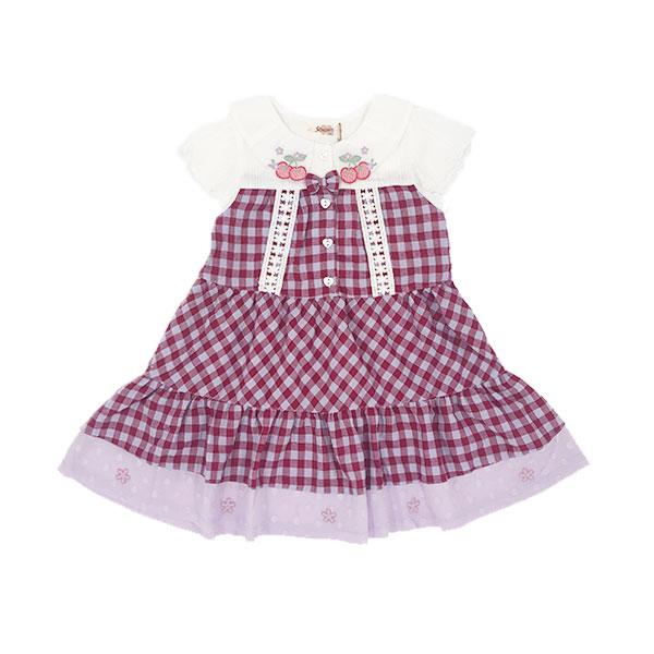 ●50％OFFセール●スーリー Souris ワンピース 刺繍 チェック柄 リボン レース ドレス（100cm・110cm・120cm）　アウトレット | Souris | 01