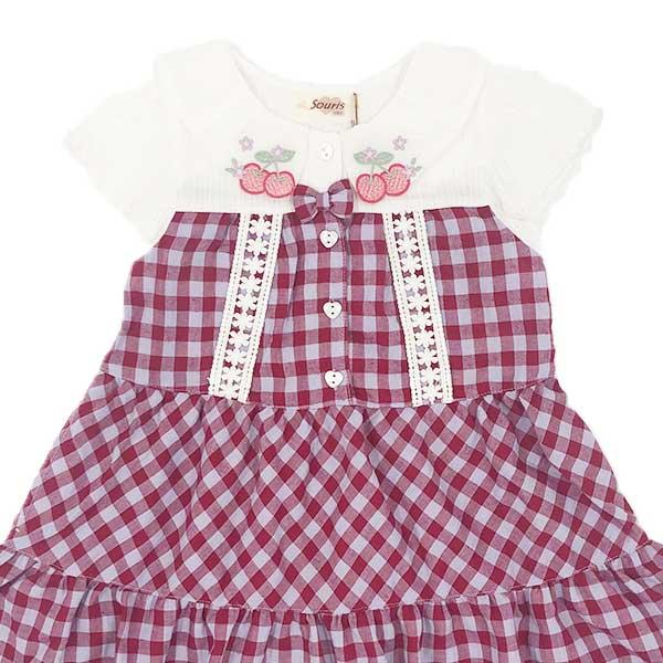 ●50％OFFセール●スーリー Souris ワンピース 刺繍 チェック柄 リボン レース ドレス（100cm・110cm・120cm）　アウトレット | Souris | 03