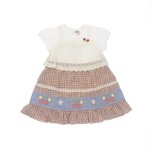 ●50％OFFセール●スーリー Souris チェック柄 レース チェリー 重ね着風半袖ワンピース（100cm・110cm・120cm）　アウトレット | Souris | 06