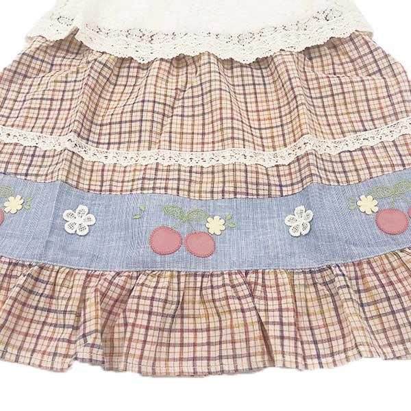 ●50％OFFセール●スーリー Souris チェック柄 レース チェリー 重ね着風半袖ワンピース（100cm・110cm・120cm）　アウトレット | Souris | 09