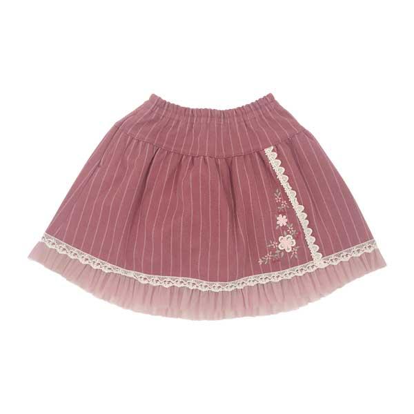 ●30%OFFセール●スーリー　Souris　お花 刺繍 ストライプ柄 キュロット パンツ スカート（100・110・120）女の子 かわいい おでかけ ボトムス | Souris | 01