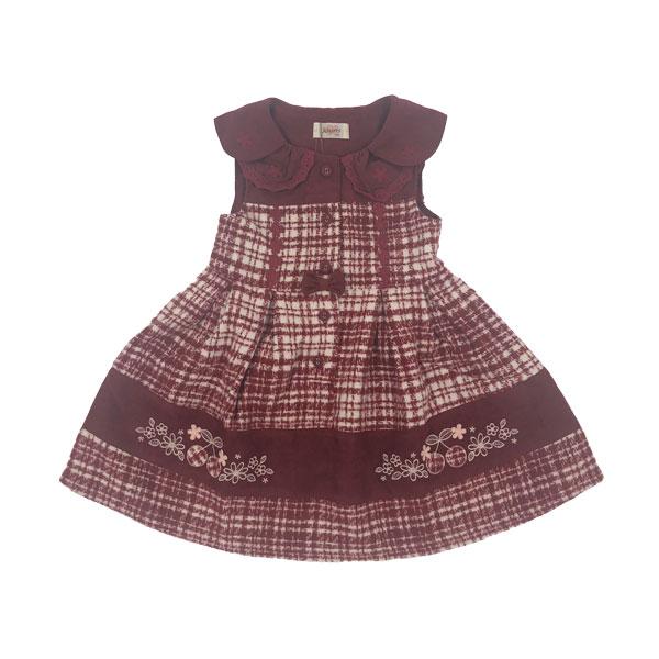 ●30％OFFセール●スーリー　Souris　ペタルカラー　さくらんぼ　刺繍　起毛　チェック　ワンピース　ジャンパースカート(100・110・120) | Souris | 03