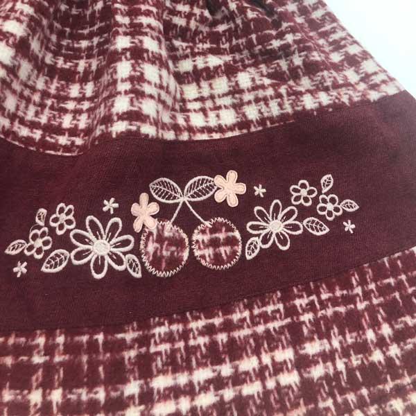 ●30％OFFセール●スーリー　Souris　ペタルカラー　さくらんぼ　刺繍　起毛　チェック　ワンピース　ジャンパースカート(100・110・120) | Souris | 05