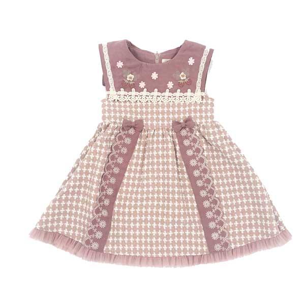 ●30％OFFセール●スーリー　Souris　いちご 刺繍 レース ジャンパースカート ワンピース（100・110・120）女の子 かわいい おでかけ | Souris | 01