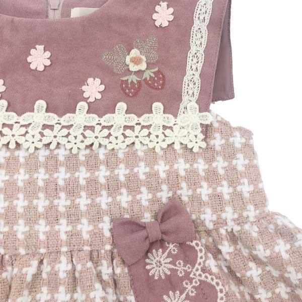 ●30％OFFセール●スーリー　Souris　いちご 刺繍 レース ジャンパースカート ワンピース（100・110・120）女の子 かわいい おでかけ | Souris | 03