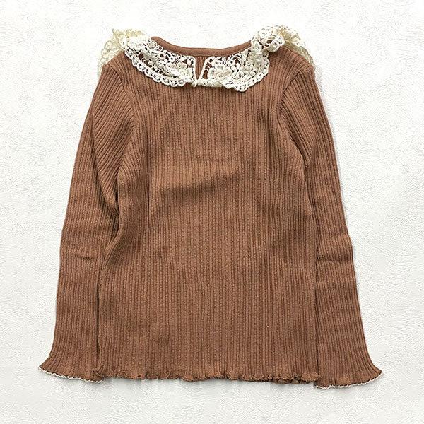 スーリー　Souris　お花レース襟付き長袖リブTシャツ(100cm） | Souris | 01