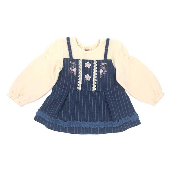 ●30％OFFセール●スーリー　Souris　お花 刺繍 ストライプ柄 重ね着風 トレーナー（100・110・120）女の子 かわいい おでかけ | Souris | 03