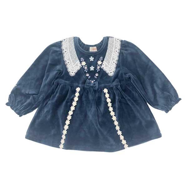 ●30％OFFセール●スーリー　Souris　お花 刺繍 レース ベロア トレーナー（100・110・120）女の子 かわいい  秋冬  子ども服 長袖 トップス | Souris | 01