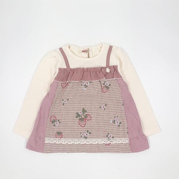 ●30％OFFセール●スーリー　Souris　いちご　刺繍　トレーナー　(100・110・120）子ども服　女の子　かわいい　おでかけ　チェック柄 | Souris | 01