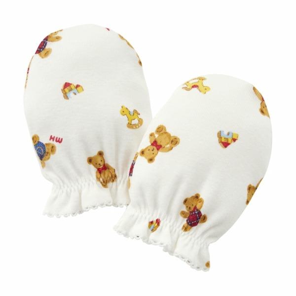 ●取り寄せ商品●ミキハウス　mikihouse　ミトン　クマ柄　ロゴ柄　ベビー用品　べビー　新生児　品　　　綿100　脱げにくい | MIKI HOUSE | 01