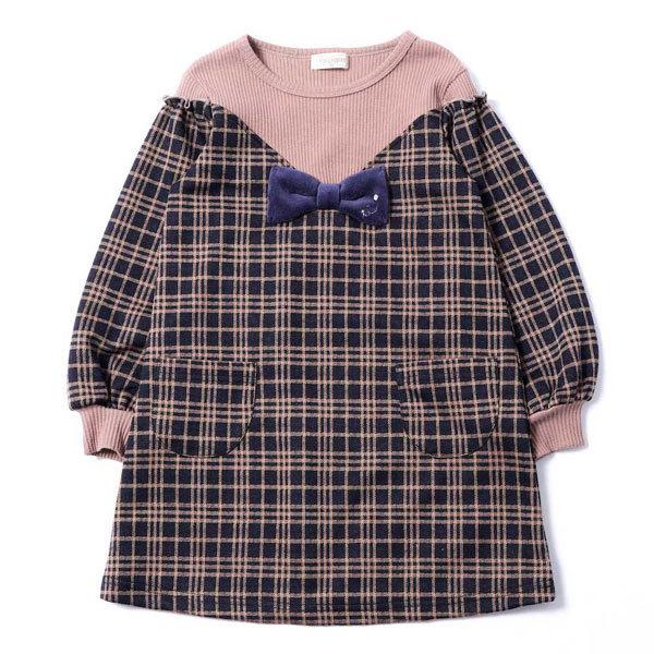 ●50%OFFセール●ラスト１点●トロワラパン　trois lapins　ダブルジャカードチェックワンピース（ニットプランナー）(100・110・120・130）/KP  アウトレット | KP(キッズ) | 03
