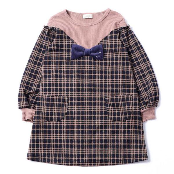 ●50%OFFセール●ラスト１点●トロワラパン　trois lapins　ダブルジャカードチェックワンピース（ニットプランナー）(100・110・120・130）/KP  アウトレット | KP(キッズ) | 03
