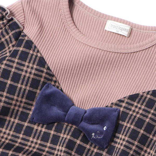 ●50%OFFセール●ラスト１点●トロワラパン　trois lapins　ダブルジャカードチェックワンピース（ニットプランナー）(100・110・120・130）/KP  アウトレット | KP(キッズ) | 04