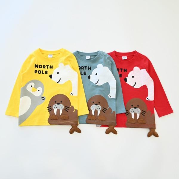 ●40％OFFセール●チークルーム cheek room 北極南極動物　ロング　Ｔシャツ　長袖  ( 80 90 100 110 120 130 )    ロンT | CHEEK ROOM | 07