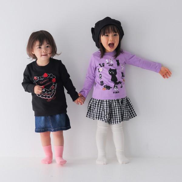 ●40％OFFセール●チークルーム cheek room ねこ時計　ロング　Ｔシャツ　長袖  ( 80 90 100 110 120 130 )    ロンT　猫 ネコ | CHEEK ROOM | 12