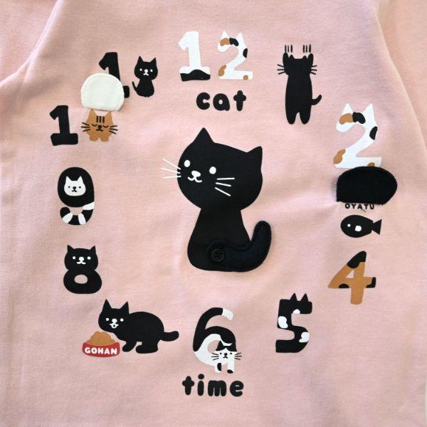チークルーム cheek room ねこ時計　ロング　Ｔシャツ　長袖  ( 80 90 100 110 120 130 )    ロンT　猫 ネコ | CHEEK ROOM | 04