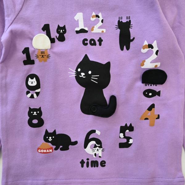 ●40％OFFセール●チークルーム cheek room ねこ時計　ロング　Ｔシャツ　長袖  ( 80 90 100 110 120 130 )    ロンT　猫 ネコ | CHEEK ROOM | 06