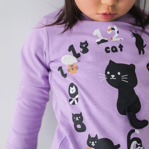 ●40％OFFセール●チークルーム cheek room ねこ時計　ロング　Ｔシャツ　長袖  ( 80 90 100 110 120 130 )    ロンT　猫 ネコ | CHEEK ROOM | 07