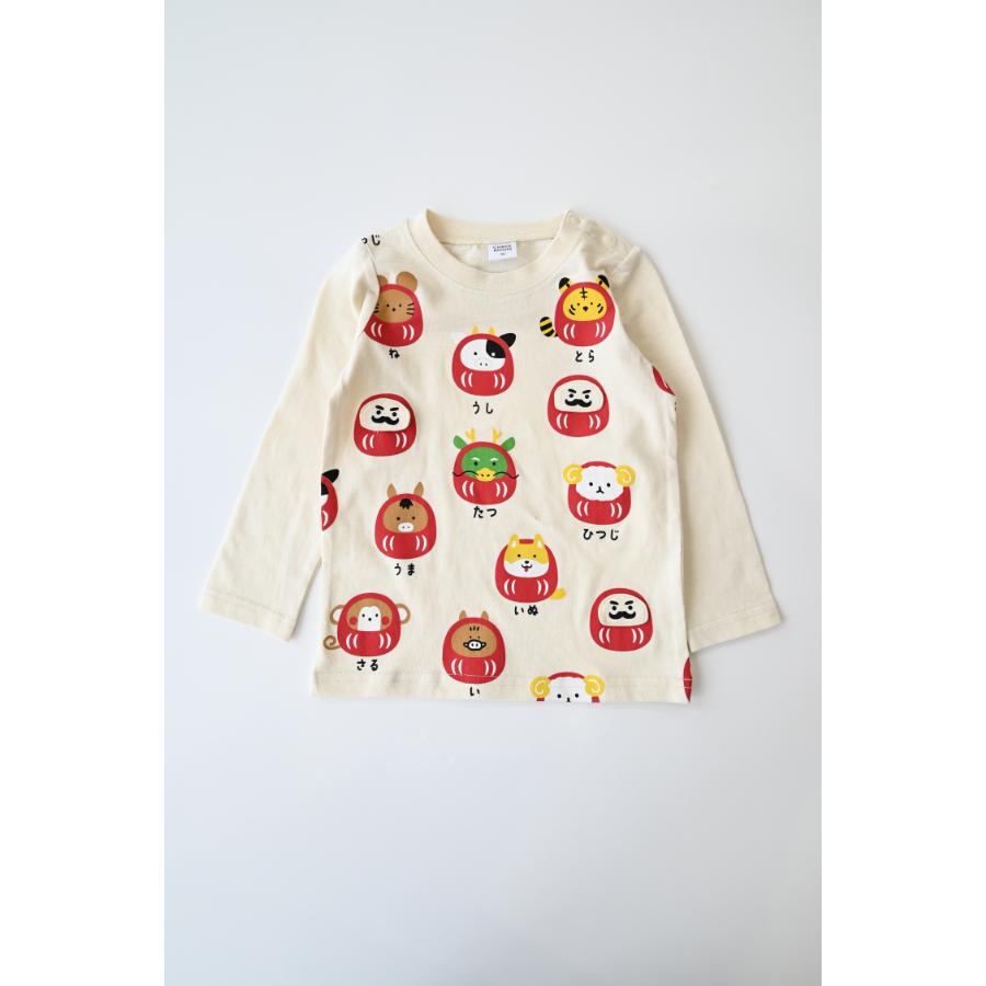 ●50％OFFセール● チークルーム cheek room 干支だるまロングＴシャツ ( 80 90 100 110 120 130 ) 男の子 女の子 キッズ 長袖 | CHEEK ROOM | 01