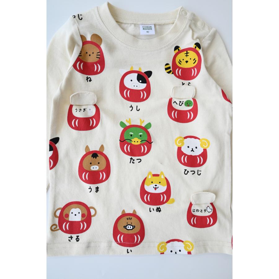 ●50％OFFセール● チークルーム cheek room 干支だるまロングＴシャツ ( 80 90 100 110 120 130 ) 男の子 女の子 キッズ 長袖 | CHEEK ROOM | 04