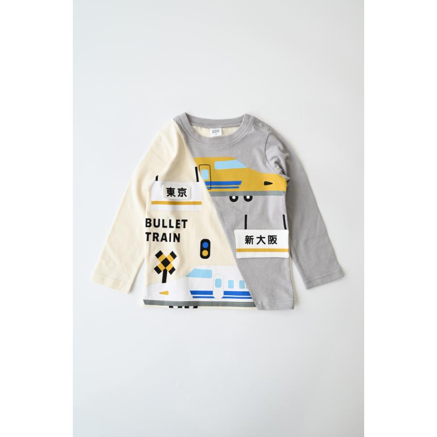 ●50％OFFセール● チークルーム cheek room 駅と新幹線ロングＴシャツ ( 80 90 100 110 120 130 ) 男の子 女の子 キッズ 長袖 | CHEEK ROOM | 01