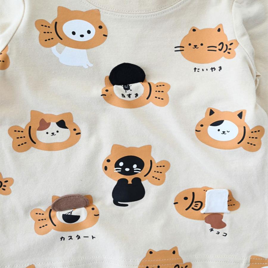 チークルーム cheek room ねこ たい焼き ロング Tシャツ  (  80 90 100 110 120 130  )  長袖  男の子 女の子 プレゼント 誕生日 通園 通学 ベビー キッズ | CHEEK ROOM | 02