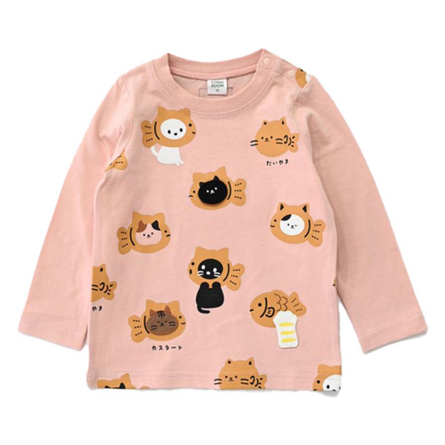 チークルーム cheek room ねこ たい焼き ロング Tシャツ  (  80 90 100 110 120 130  )  長袖  男の子 女の子 プレゼント 誕生日 通園 通学 ベビー キッズ | CHEEK ROOM | 03