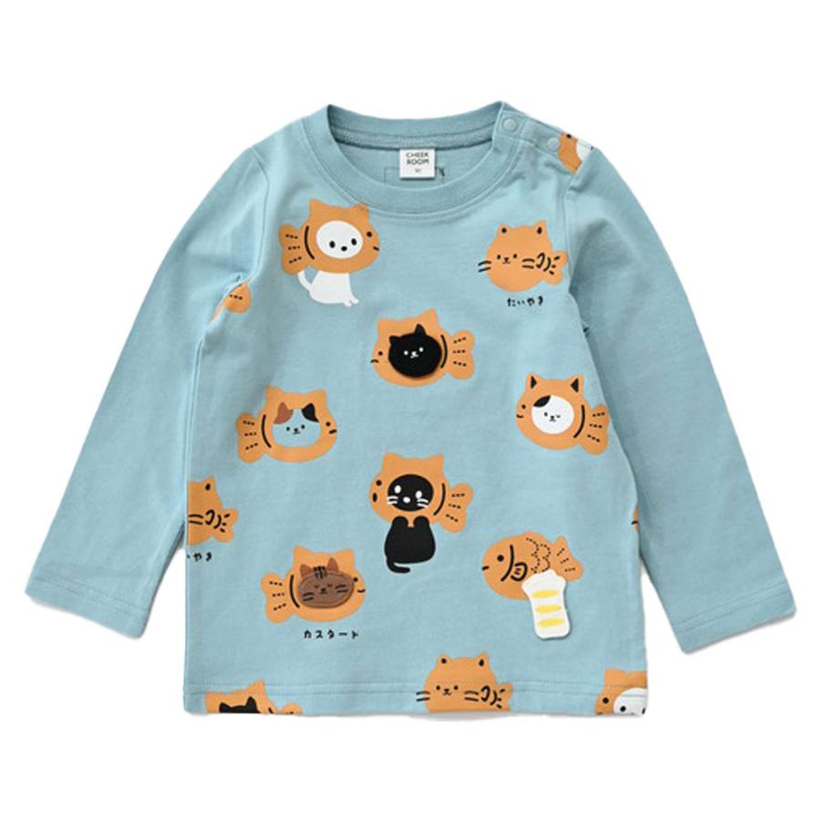 チークルーム cheek room ねこ たい焼き ロング Tシャツ  (  80 90 100 110 120 130  )  長袖  男の子 女の子 プレゼント 誕生日 通園 通学 ベビー キッズ | CHEEK ROOM | 05