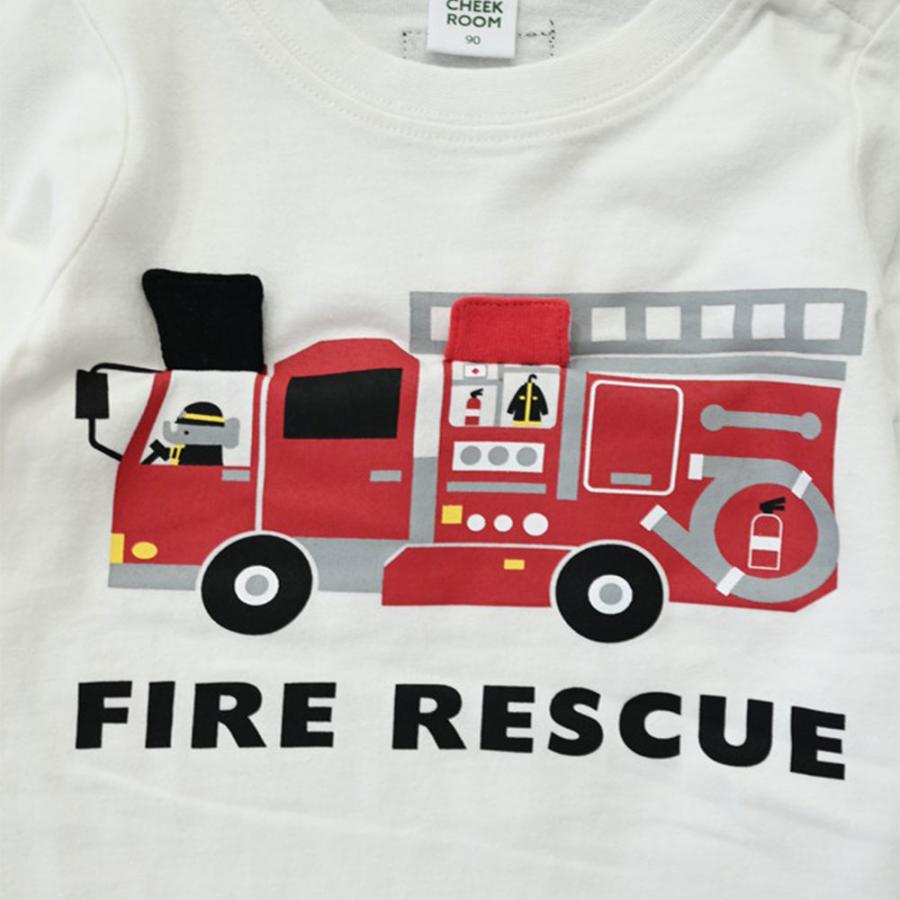 チークルーム cheek room 消防車 ロング Tシャツ  (  80 90 100 110 120 130  )  長袖  男の子 女の子 プレゼント 誕生日 通園 通学 ベビー キッズ | CHEEK ROOM | 02