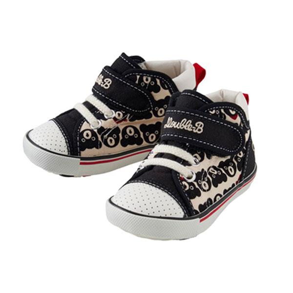 ●30%OFFセール●ミキハウス　ダブルビー　mikihouse　総柄 ハイカット ベビーセカンドシューズ(13・13.5・14・14.5)靴　子ども　幼稚園 | wb | 01