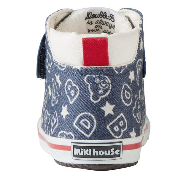 ●50％OFFセール●ミキハウス　ダブルビー　mikihouse　デニム　総柄　セカンド　シューズ(13cm・13.5cm・14cm・14.5cm・15cm・15.5cm）アウトレット | wb | 01