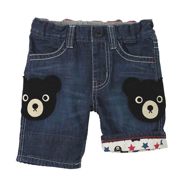 ●取り寄せ商品●ミキハウス　ダブルビー　mikihouse　ダブルワッペン付き６分丈パンツ(90・100・110・120・130）アウトレット男の子 ハーフパンツ デニム_2
