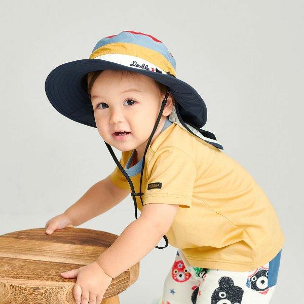 ●取り寄せ商品●ミキハウス ダブルビー mikihouse ハット 帽子 ( 48cm 50cm 52cm 54cm ）キッズ 女の子  男の子  日よけカバー付き 紫外線対策 UVカットの画像