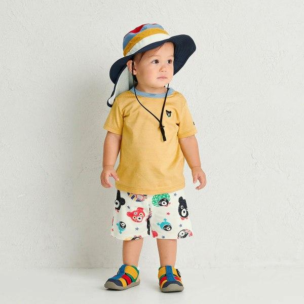 ●取り寄せ商品●ミキハウス ダブルビー mikihouse ハット 帽子 ( 48cm 50cm 52cm 54cm ）キッズ 女の子  男の子  日よけカバー付き 紫外線対策 UVカットの画像