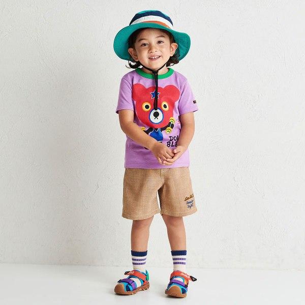 ●取り寄せ商品●ミキハウス ダブルビー mikihouse ハット 帽子 ( 48cm 50cm 52cm 54cm ）キッズ 女の子  男の子  日よけカバー付き 紫外線対策 UVカットの画像