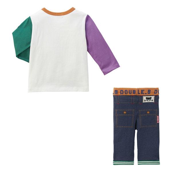 ●取り寄せ商品●ミキハウス　ダブルビー　mikihouse　長袖Ｔシャツセット　BOX付き（フリー(70-80cm)）男の子　　　出産　祝い　ロンT　パンツ　セットの画像