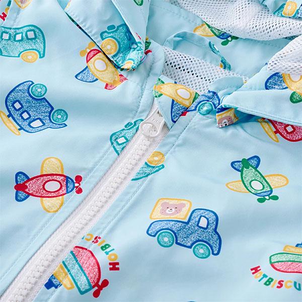 ミキハウス ホットビスケッツ mikihouse 乗り物 クレヨンタッチイラスト ウインドブレーカー ( 90 100 110 120 )の画像