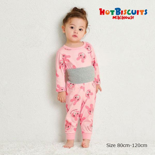 ミキハウス　ホットビスケッツ　mikihouse 腹巻付き長袖パジャマ　キャビット総柄（90・100・110・120）子ども服　女の子　幼児　保育園　幼稚園　うさぎ | MIKI HOUSE