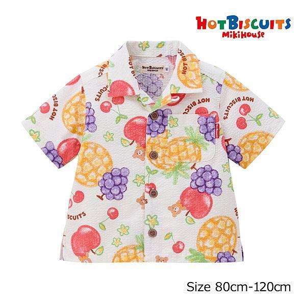 ●取り寄せ商品●ミキハウス　ホットビスケッツ　mikihouse　オリジナル フルーツ柄 半袖シャツ(80・90・100・110・120) ベビー 男の子 女の子 春 夏 トップス | MIKI HOUSE