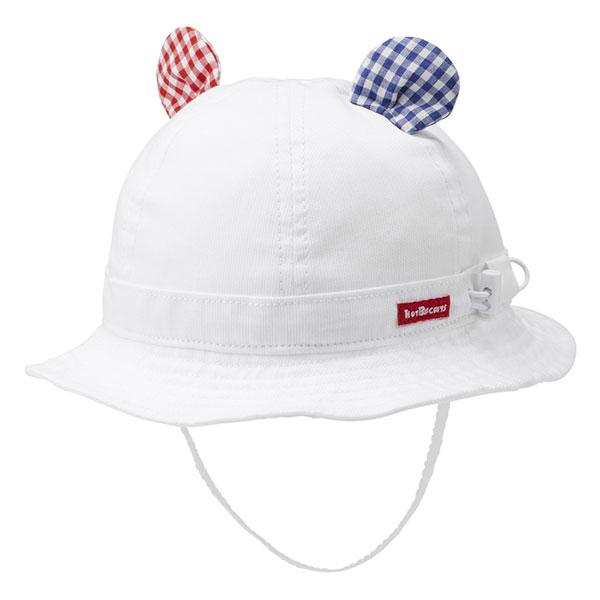 ●取り寄せ商品●ミキハウス　ホットビスケッツ　mikihouse　くまみみ付き　日除け付き 帽子　ハット （ 40cm 44cm 46cm ）ベビー 新生児 男の子 女の子 綿100 | MIKI HOUSE | 01