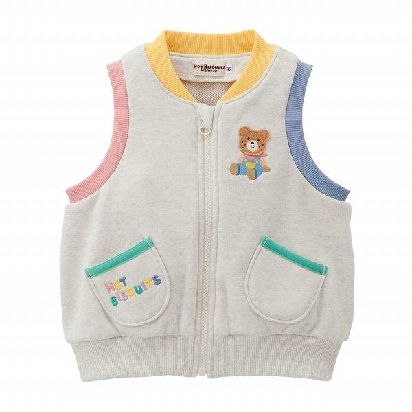 ● 取り寄せ商品●ミキハウス ホットビスケッツ mikihouse カラフル配色　ベスト( 80 90 100 110 120 ) ベビー_1